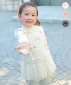 ANY KIDS ふくれジャガードリボンチュニック