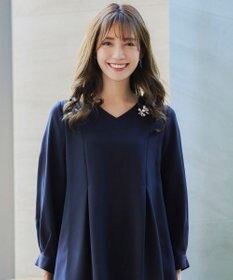 Tiaclasse 【ダブルストレッチ・洗える】バックベルトチュニックブラウス