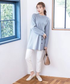 Tiaclasse L 【洗える】1枚でもレイヤード効果のあるサイドボタンチュニック