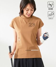 23区GOLF 【WOMEN】新色追加！【吸水速乾/UVカット】フレンチスリーブロゴモックネック