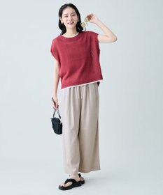 ANY L ラミータッチフレンチスリーブニット