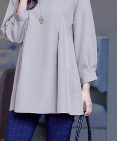 Tiaclasse 【ダブルストレッチ・洗える】バックベルトチュニックブラウス