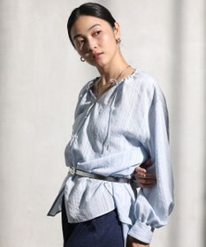 Green Parks ドロストネックシアーストライプチュニック