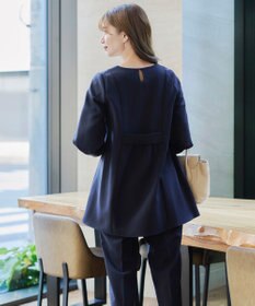 Tiaclasse 【ダブルストレッチ・洗える】バックベルトチュニックブラウス