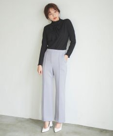 Feroux 【洗える】美シルエットストレッチセミフレア パンツ