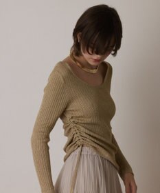 GRACE CONTINENTAL ラメリブクルーネックトップ