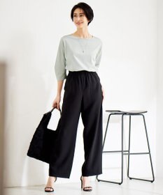 ICB L 【洗える】ワッシャーツイル ワイドストレートパンツ