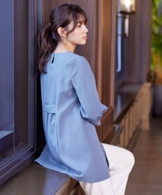 Tiaclasse 【ダブルストレッチ・洗える】バックベルトチュニックブラウス