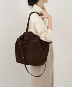 russet ステンシルデザインスエード2WAYトートバッグ(CE-1639)