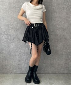 WEGO ベルト付きフリルアイレットスカート