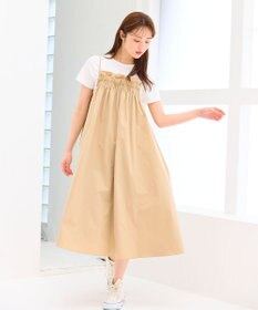 Feroux 【洗える】レイヤード風 ギャザーワンピース