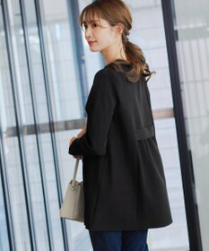 Tiaclasse 【ダブルストレッチ・洗える】バックベルトチュニックブラウス