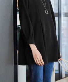 Tiaclasse 【ダブルストレッチ・洗える】バックベルトチュニックブラウス