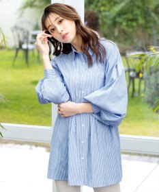 Tiaclasse 【洗える】パフ袖シャツチュニックブラウス