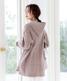 Tiaclasse 【洗える】アラン柄ニットパーカーチュニック