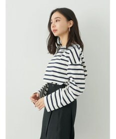 earth music&ecology レースプリントボーダープルオーバー