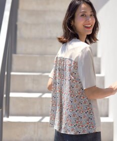 J.PRESS LADIES 【一枚で着映え】LIBERTYコンビ バックデザイン カットソー グレージュ系