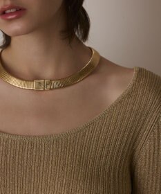 GRACE CONTINENTAL ラメリブクルーネックトップ