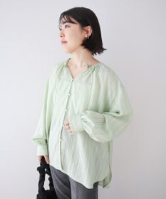 Green Parks ドロストネックシアーストライプチュニック