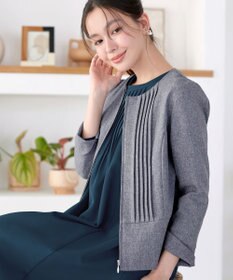 Tiaclasse L ピンタックノーカラージャケット