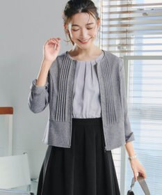 Tiaclasse L ピンタックノーカラージャケット