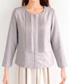 Tiaclasse L ピンタックノーカラージャケット