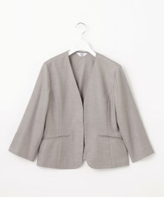 J.PRESS LADIES 【セットアップ対応・洗える・UVケア・速乾】 OXIJEWELストレッチ ノーカラー ジャケット