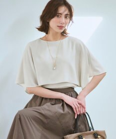 23区 【新色追加】ストレッチジョーゼット  ケープデザイン カットソー ベージュ系