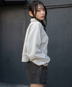 WEGO 襟付きグラフィックショートスウェット