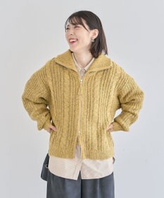Green Parks 衿付きケーブルｚｉｐカーディガン