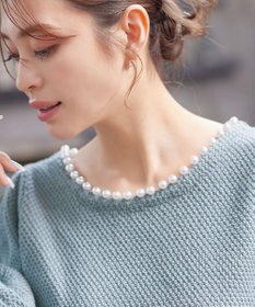 Tiaclasse 【洗える】衿パールニットトップス