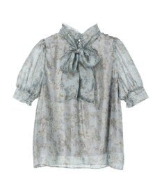 earth music&ecology フラワー柄シアーパフブラウス