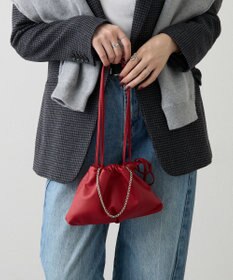 russet レザー巾着ミニショルダーバッグ(CE-1637)