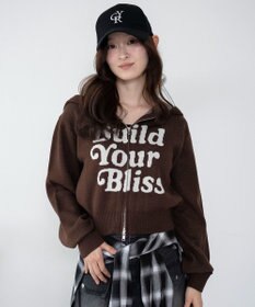 WEGO グラフィックジャガードニットZIPパーカー