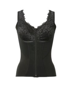 BRADELIS New York 【BRADELIS NewYork peace】細みえフロントファスナー綿混ブラキャミ25 補正下着 カップ付き キャミソール ブラトップ シェイパー