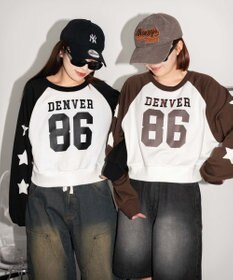 WEGO スターナンバリングラグランスウェット