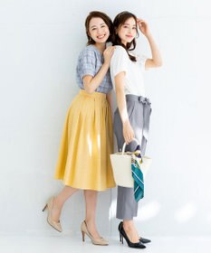 Tiaclasse L 【洗える】美脚効果も叶うリボン付きテーパードパンツ