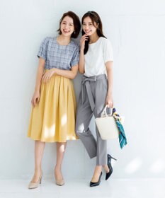 Tiaclasse L 【洗える】美脚効果も叶うリボン付きテーパードパンツ