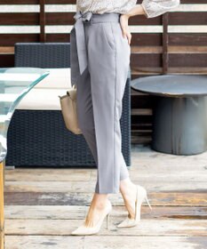 Tiaclasse L 【洗える】美脚効果も叶うリボン付きテーパードパンツ