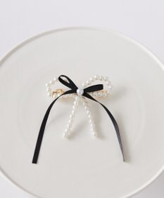Maison de FLEUR パールサテンリボンバレッタ