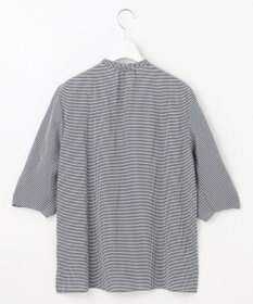 J.PRESS LADIES 【洗える】バイカラーギンガム&ストライプ ブラウス