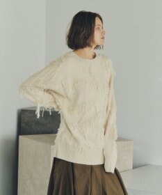 YECCA VECCA スター柄フリンジルーズニット