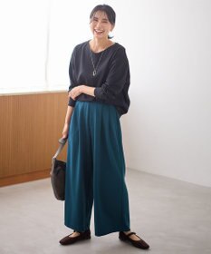 ANY 【ウエストゴム】２タックジョーゼットワイドパンツ