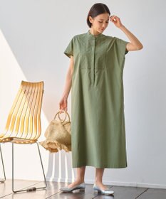 自由区 L 【洗える】ジオメトリックエンブロイダリーシャツ ワンピース