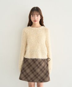 earth music&ecology ポンポンヤーンラメニットプルオーバー