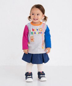 MIKI HOUSE HOT BISCUITS 【80-120cm】サスペンダーだまし絵 長袖Tシャツ