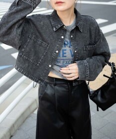 WEGO ヴィンテージウォッシュデニムショートシャツ