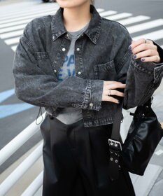 WEGO ヴィンテージウォッシュデニムショートシャツ