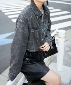 WEGO ヴィンテージウォッシュデニムショートシャツ