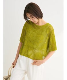 Green Parks 花柄メッシュニットプルオーバー